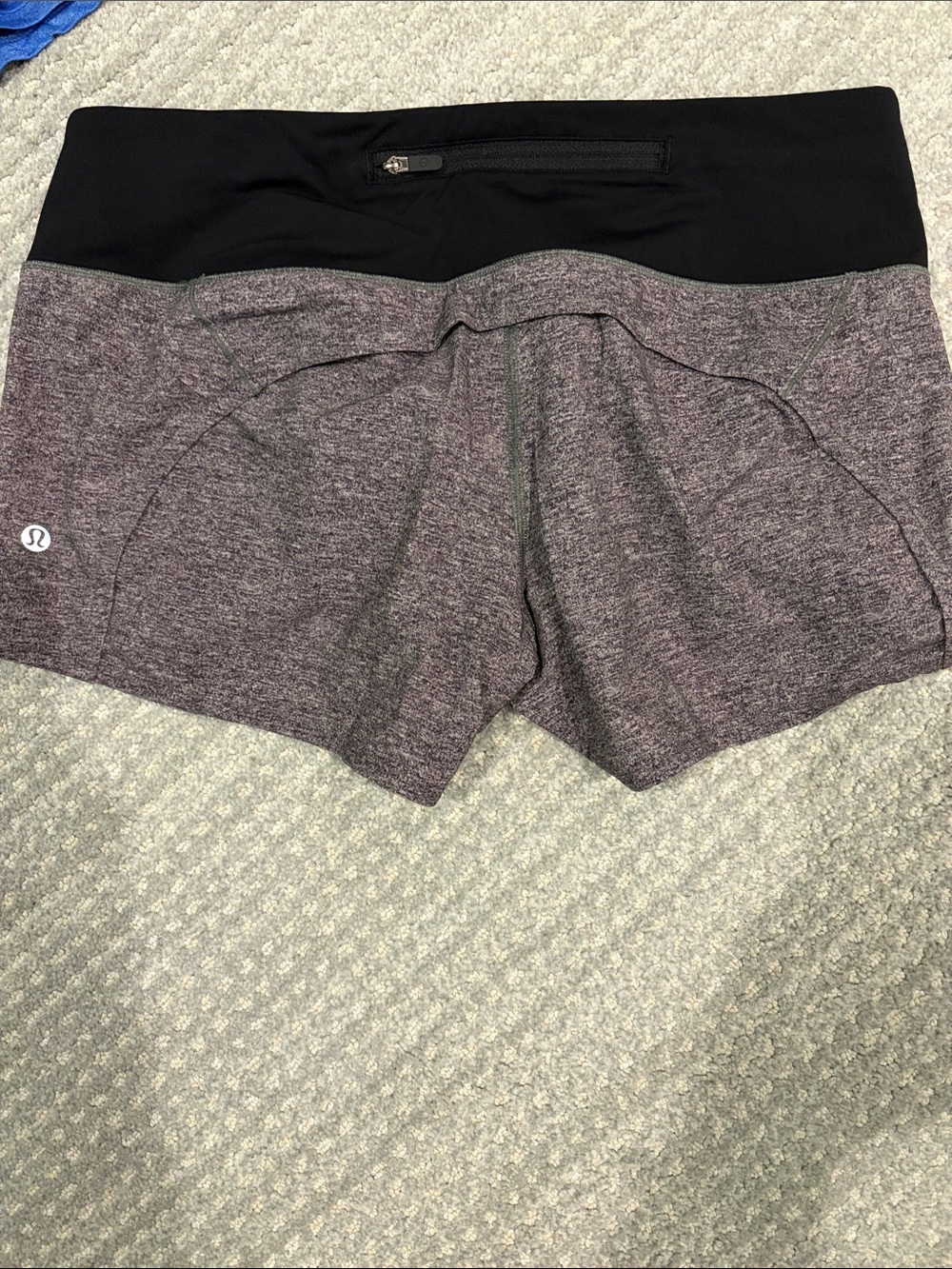 lululemon athletica Black Waistband Heathered grey 4 inch  Workout Shorts